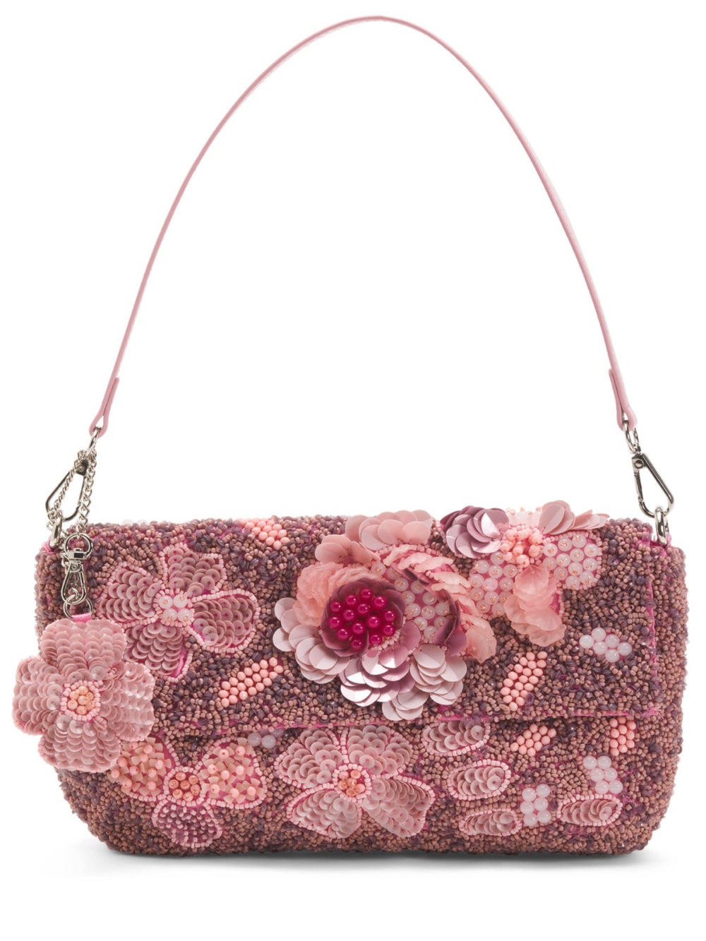 Viral Beaded Bag - Pink Beaded Floral Shoulder Bag - handmade TikTok trend